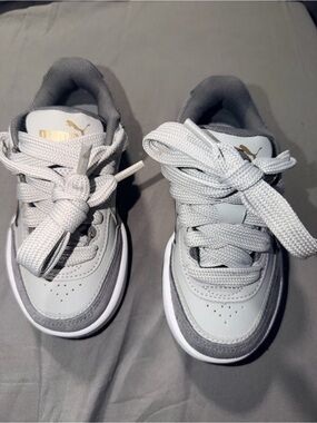 PUMA Smash 3.0 Little Kids Sneakers White Gray Black Size 12C Casual Shoes